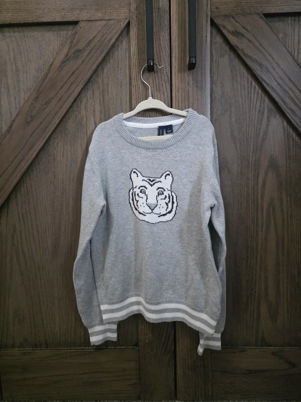 Janie and Jack Gray Sweater with Tiger Face